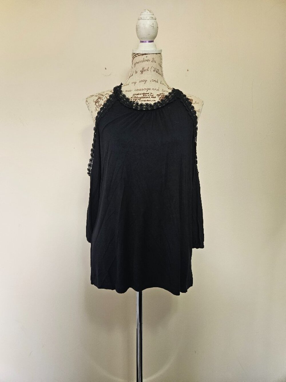 3/$25 Open Shoulder Top with Lace Trim